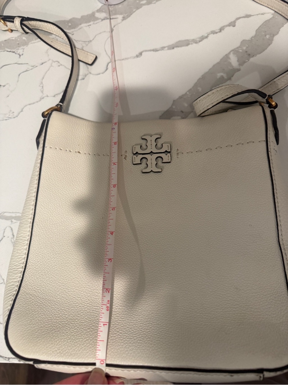 Tory Burch Cream Leather Logo Crossbody - Picture 6 of 6